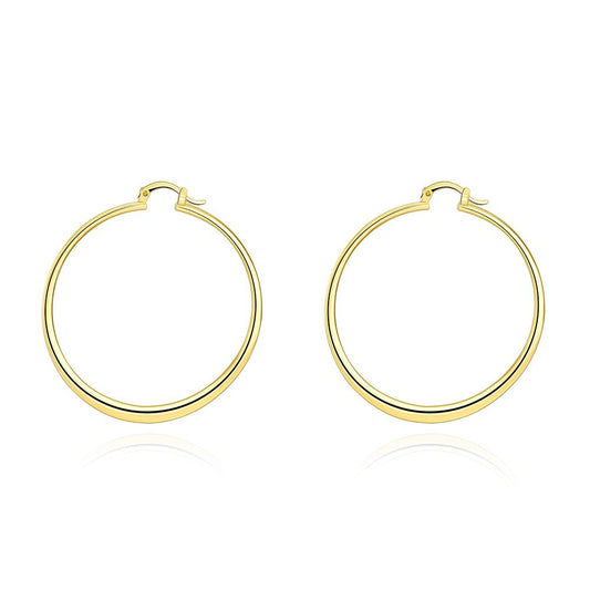2" Flat Hoop Earrings in 18K Gold Plated
